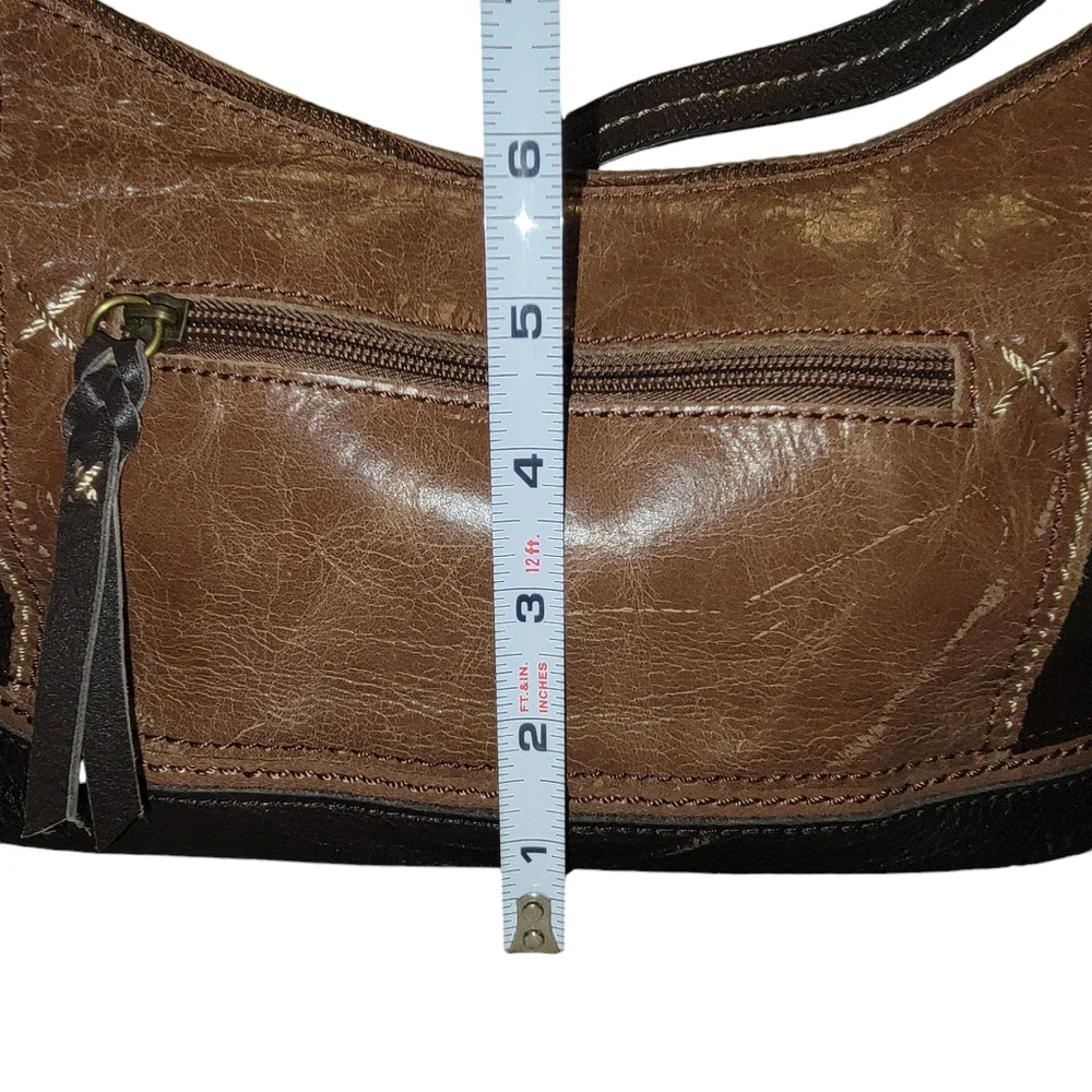 The Sak Women's 2 Tone Brown Pebbled Leather Hobo Shoulder Bag